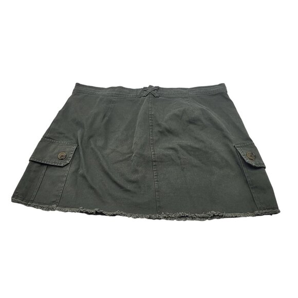 WILD FABLE Army Green Cargo Skirt Faded Raw Hem Mini SZ LG - Picture 2 of 6